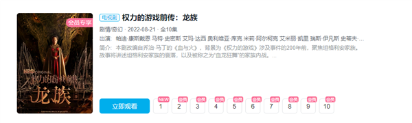 权力的游戏前传《龙之家族》全集正式上线B站和搜狐视频 首播创下新纪录(图1) 豆瓣8.8分!美剧“权游”前传《龙之家族》上线B站、搜狐视频