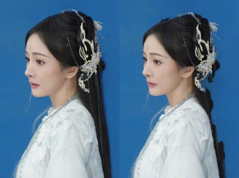 杨幂被修图修到变形,长发被修到整个断掉,头发看上去已经变形成锯齿状(图1) 杨幂被修图修到变形,长发被修到整个断掉,头发看上去已经变形成锯齿状(图1)