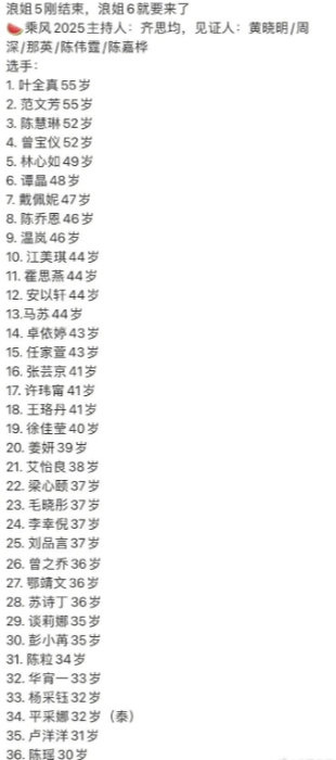 《浪姐》第六季拟邀名单传出,可见多位女星名列其中(图2) 《浪姐》第六季拟邀名单传出,可见多位女星名列其中(图2)