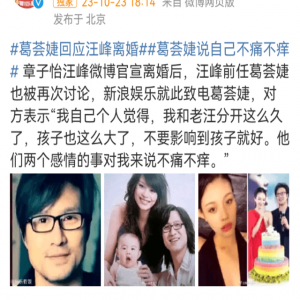 汪峰章子怡宣布离婚，结束了长达8年的婚姻